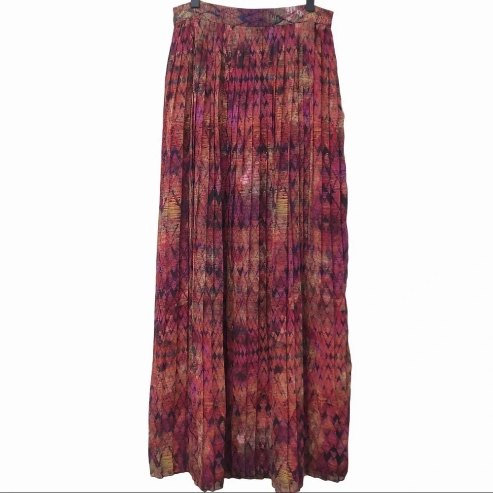 Sabine pleated pink‎ multi-color skirt small